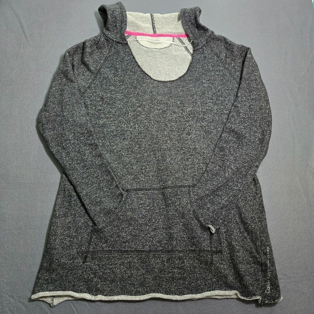 Calvin Klein Sweater Women L Performance Quick Dry Black & White Knit Hoodie